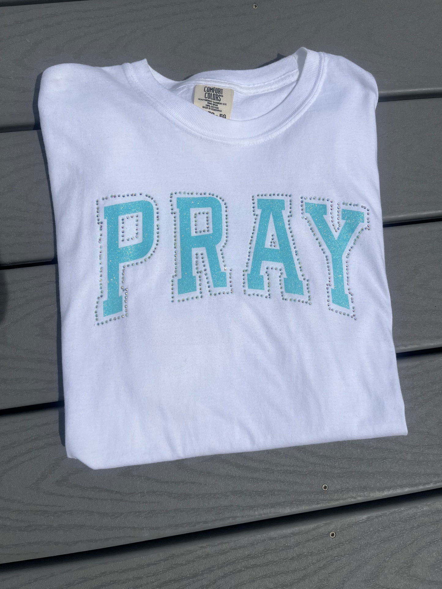 ‘Pray’ Rhinestone-Glitter Tee