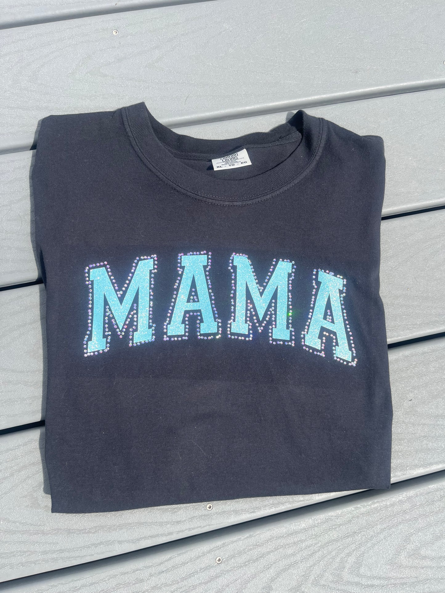 ‘Mama’ Rhinestone-Glitter Tee