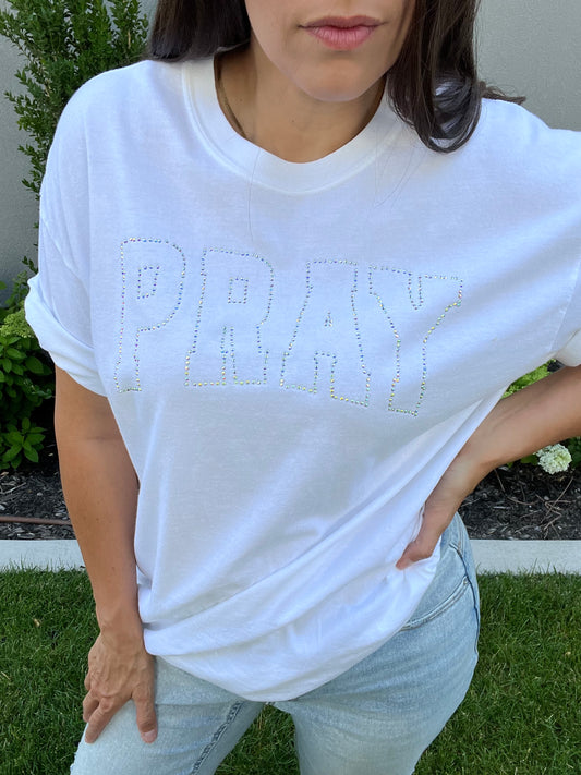 Pray Rhinestone T-Shirt