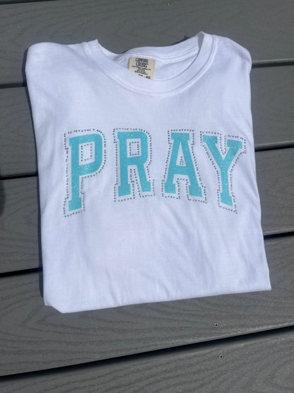 ‘Pray’ Rhinestone-Glitter Tee