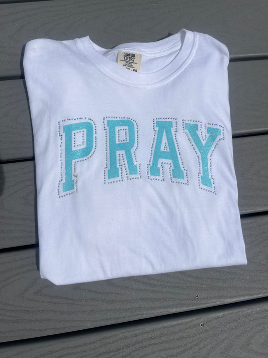 ‘Pray’ Rhinestone-Glitter Tee
