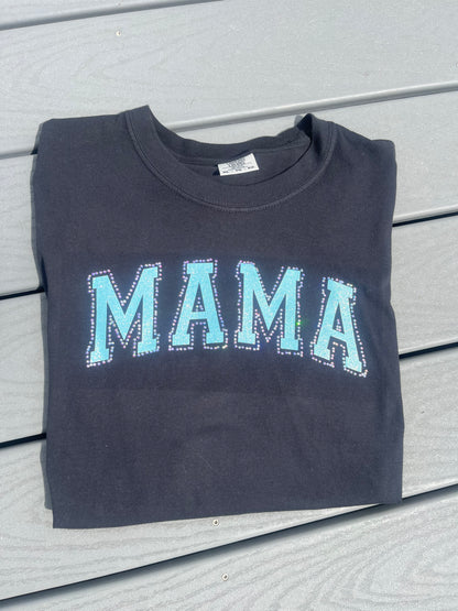 ‘Mama’ Rhinestone-Glitter Tee