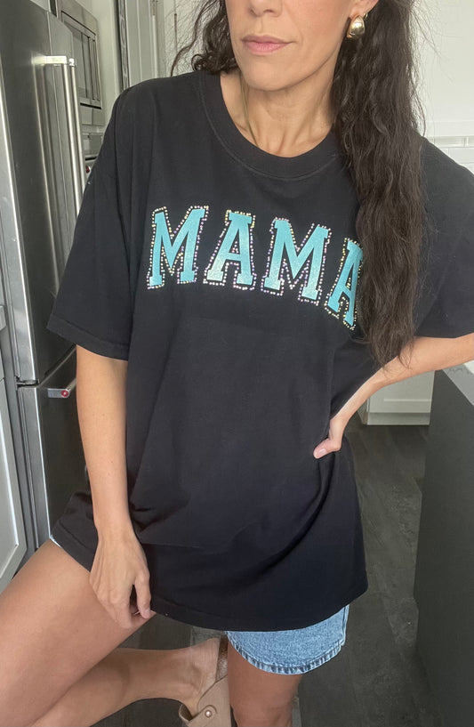 ‘Mama’ Rhinestone-Glitter Tee